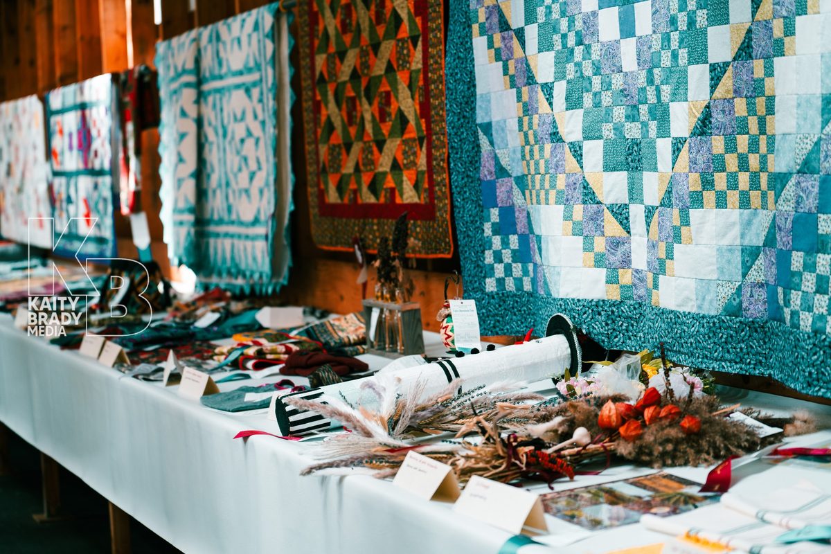 Handmade quilts on display