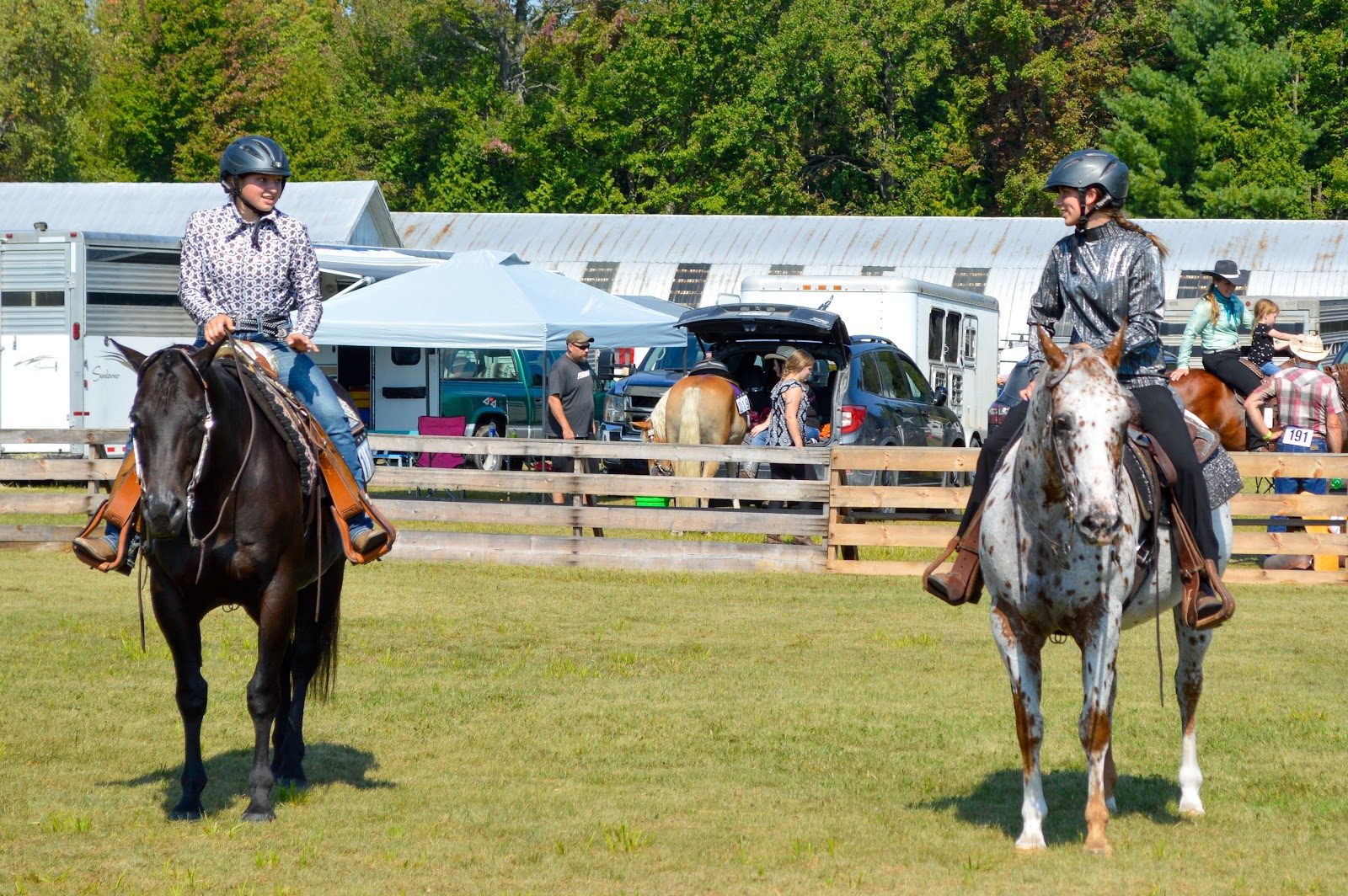 Riders on horseback at the Havelock Fairgrounds